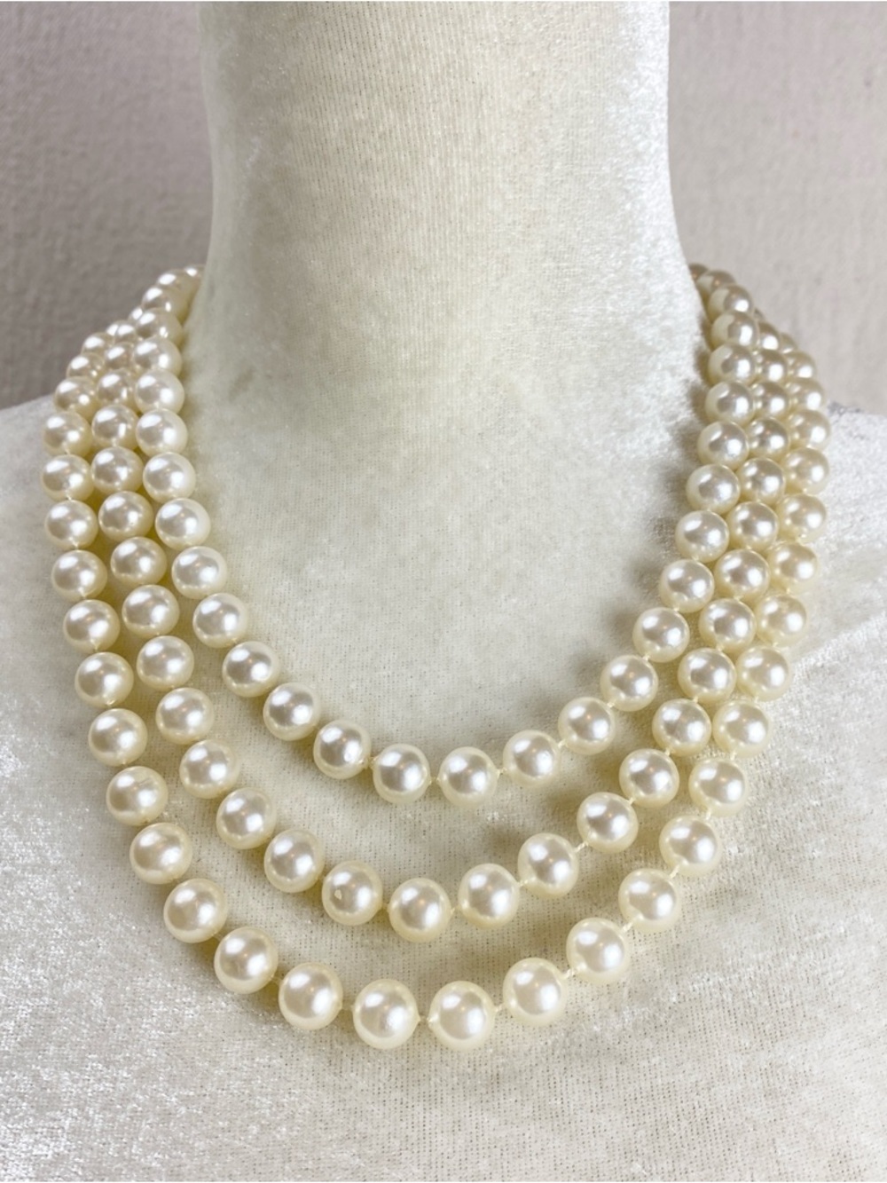 Classic Faux Pearl Multi-Strand Necklace - Cream Pearls